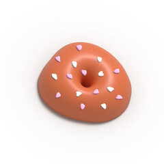 Fototapeta premium Glazed Donut 3d rendered realistic design set of elements. Sweet food, donuts with sprinkle. 3d Render illustration isolated on white background with alpha channel.