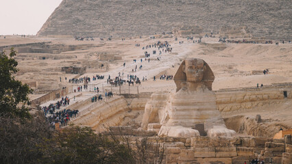 Giza Pyramids and Sphinx close up view