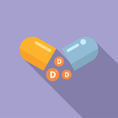 Vitamin D pill icon flat vector. Diet skin. Healthy food
