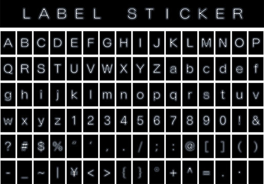 ラベルライターで打ったテープのエンボス文字セット
