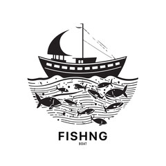 Fishing boat logo design image for Sea transportation and barge boat logo vector