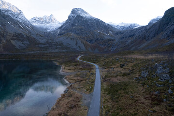 Road to mountain peak in Northern Norway