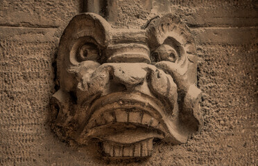 Close up sculpture of Xolotl, God of Sickness, Deformity, and Misfortune - obrazy, fototapety, plakaty