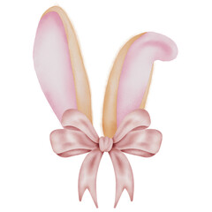Bunny ear with pink ribbon bow ester decorative 