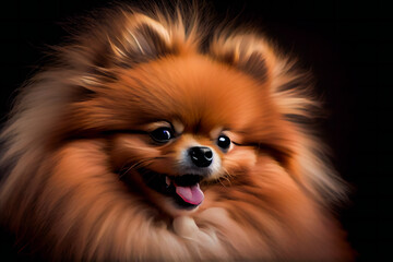 Portrait of cute pomeranian dog.  Generative AI.