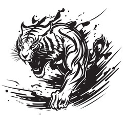 Roaring tiger logo design vector illustration. Good for logo