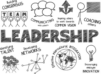 LEADERSHIP black business concept graphic notes on transparent background