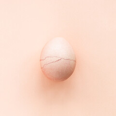 Peach pastel colored egg with ckrack. Peach fuzz color.