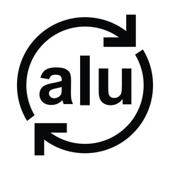 Aluminum ALU recycling symbol, ALU metal recycling code, vector illustration