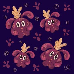 Cute fluffy characters. Beautiful balloons with a muzzle. Nice baby characters.