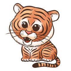 Vector illustration of Cartoon tiger, Wild animals