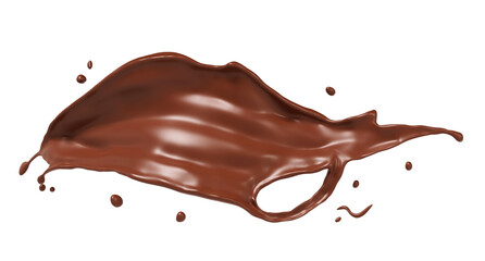 Chocolate isolated splashes wave. 3D render illustration