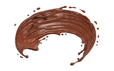 Chocolate curved waves isolated splashes wave. 3D render illustration