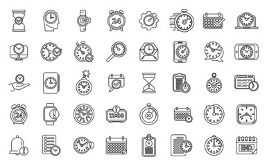 Duration icons set outline vector. Future time. Present year