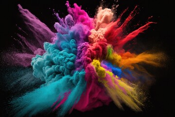 Colorful powder explosion Generative AI