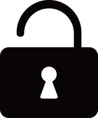 開いた南京錠のアイコン　モノトーン