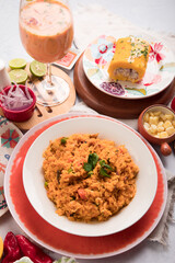 Arroz con mariscos Sea food ceviche Assorted food plates Peru traditional comfort food buffet table