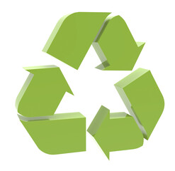 Green recycling symbol 3d render