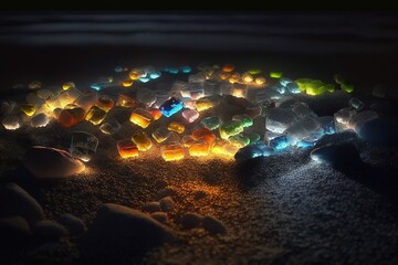  a bunch of lights that are in the sand on the ground.  generative ai