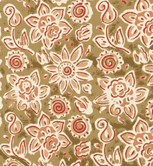 Fototapeta na wymiar Ajrakh Pattern and block print Pattern, batik print, ikat Background digital printing textile pattern