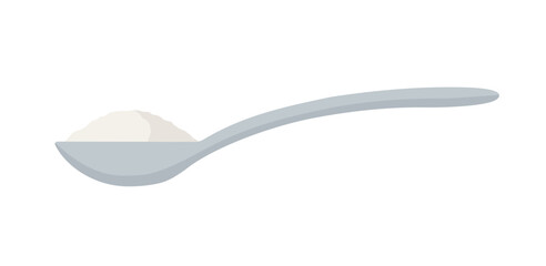 Spoon with sugar or salt isolated on white background. Spoon side view. Vector stock
