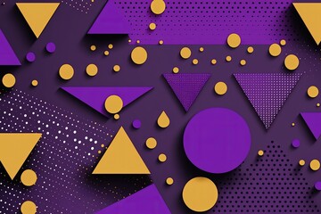 Geometric purple background with circles and triangles, retro style. Generative AI