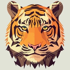 common tiger feline mammal animal face created with Generative AI technology