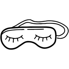 Sleep mask linear icon in Doodle sketch style