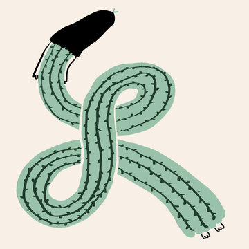 Vector illustration of snake woman in dress