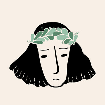 Vector illustration of man in green wreath