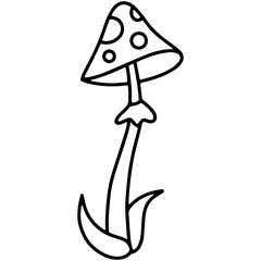 Mushroom fly agaric, a simple linear black icon of poisonous amanita