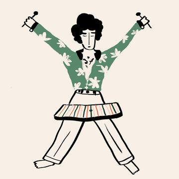 Vector illustration of musician with xylophone