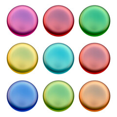 Set of round shape buttons in 3d render