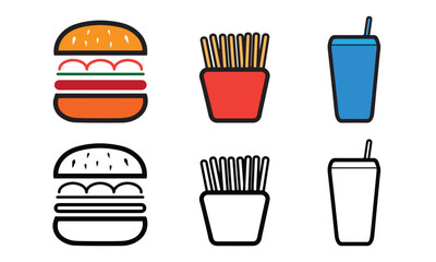 fast food icons,burger, chips and drink vector 