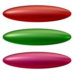 Set of oval shape buttons in 3d render