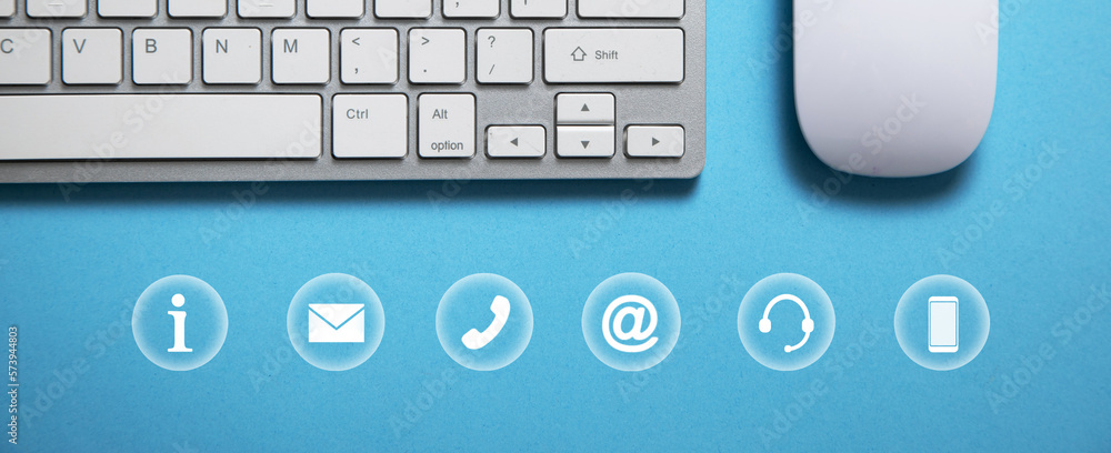 Canvas Prints computer with a contact symbols. internet. communication