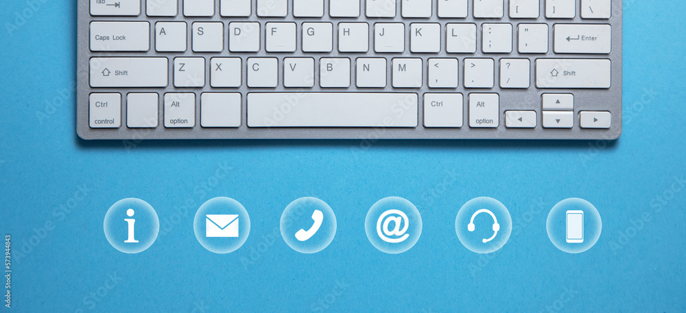 Canvas Prints computer with a contact symbols. internet. communication