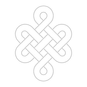 Vector line tibetan symbol made up of dots. Isolated on white background