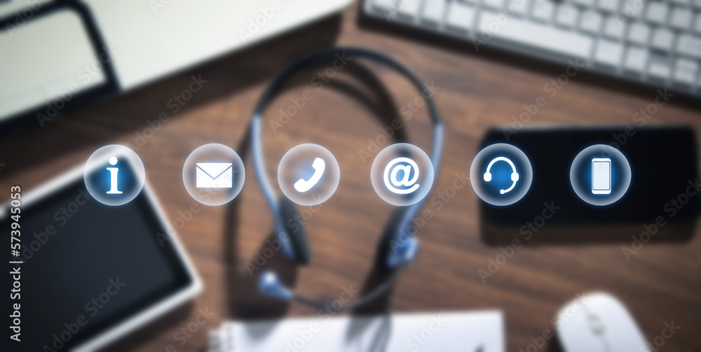 Canvas Prints computer with a contact symbols. internet. communication