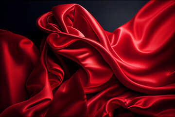 Red silk satin fabric. Generative AI