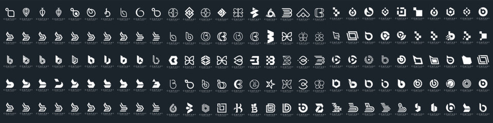 abstract letter B logo icon set. design for business of luxury, elegant, simple.
