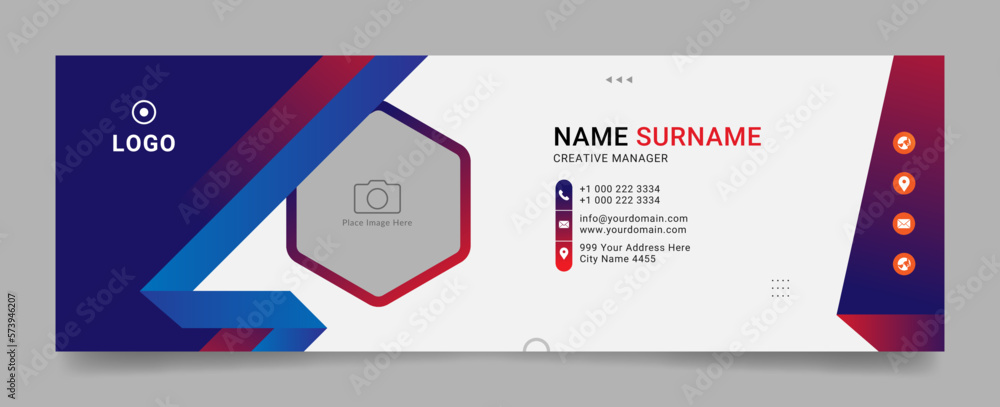 Wall mural professional business email signature with an author photo place modern and stylish layout with grad