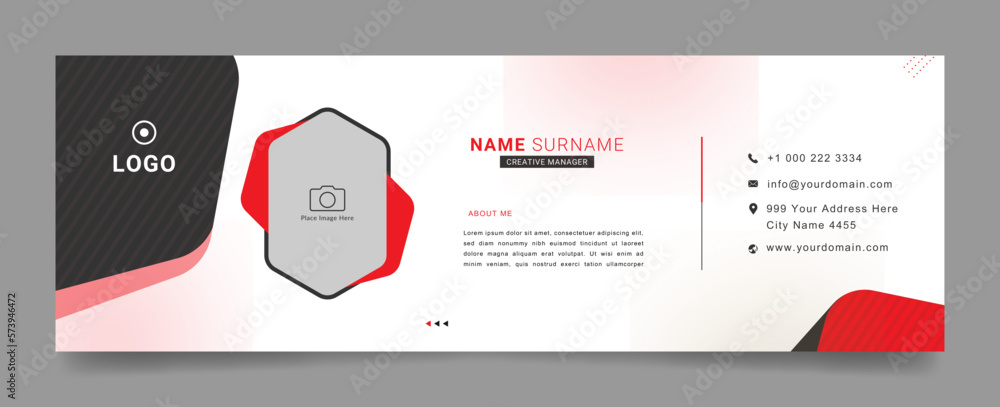Wall mural professional email signature template with an author photo place modern and stylish layout with whit
