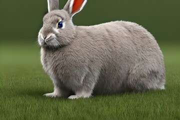 A fluffy blueeyed rabbit with a carrot genarative AI. Generative AI