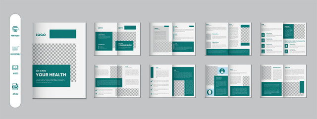 16 pages brochure, brochure, flyer, medical profile, hospital proposal, corporate, medicine, pharmacy flyer, professional, clinic, virus, corona, dental care, dental clinic, treatment poster, medical 