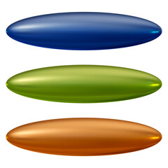 Set of oval shape buttons in 3d render