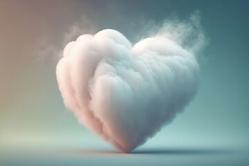 Heart shaped cloud on pink background. Valentine's Day. Generative AI
