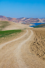 Moroccan landscape,  lake and mountain chain