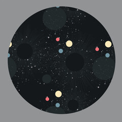 Abstract Cosmos design on circle dark background