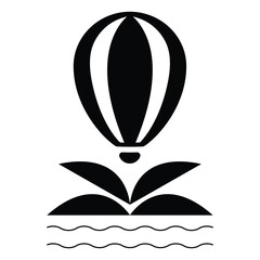 Hot air ballon icon design. Palm, sea, ocean and hot air ballon icon.